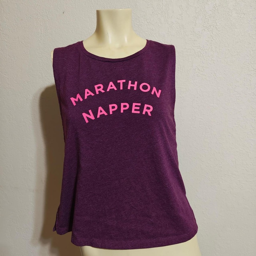 Victorias Secret Marathon Napper Tank Top Purple Burgundy Graphic Sleeveless S